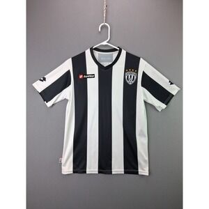 Lotto Juventus Soccer Jersey Shirt Vintage XS Black White Striped V-Neck Logo
